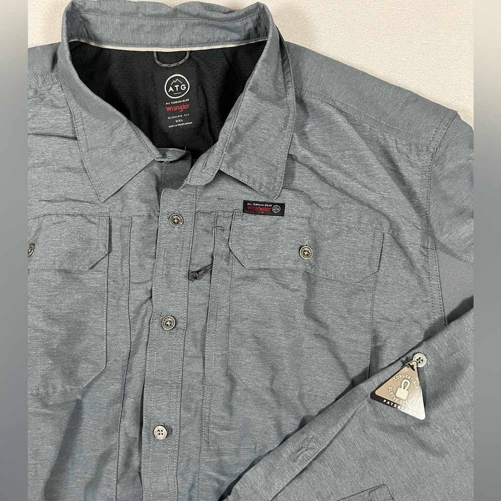 Wrangler ATG All Terrain Gear XXL Convertible Sleeve Shirt Gray NWOT Button down